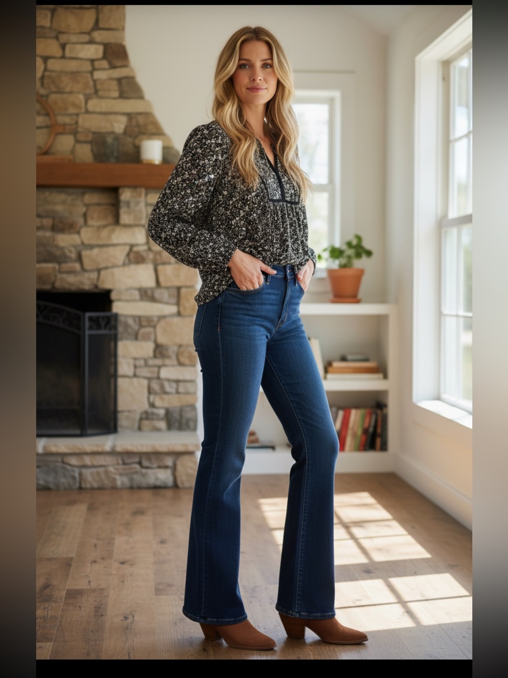 Lucky Brand Monochrome Floral Blouse NEW
Retail $60